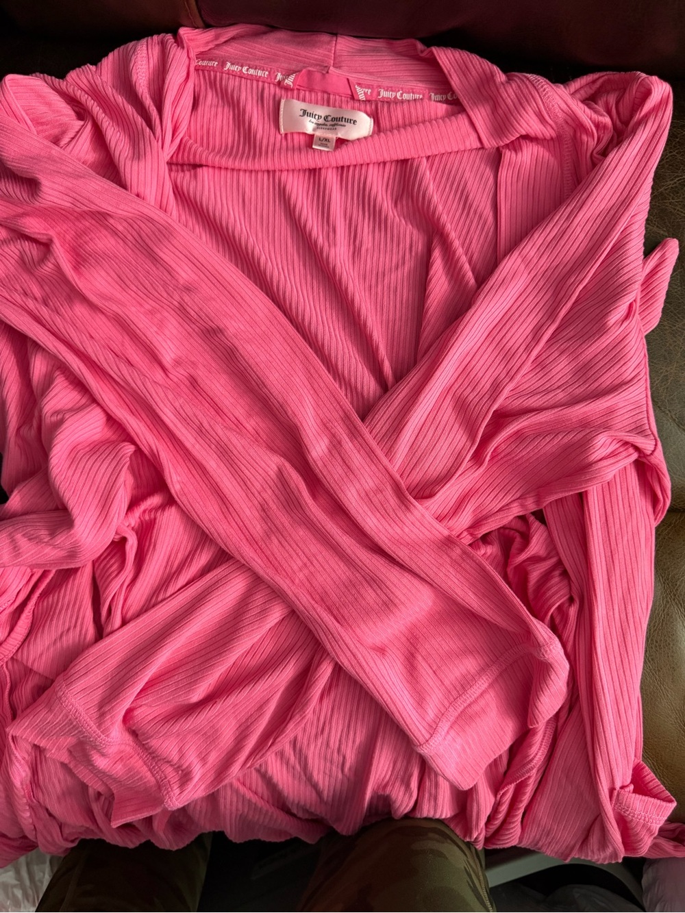 Juicy Couture Bright Pink Ribbed knee length robe